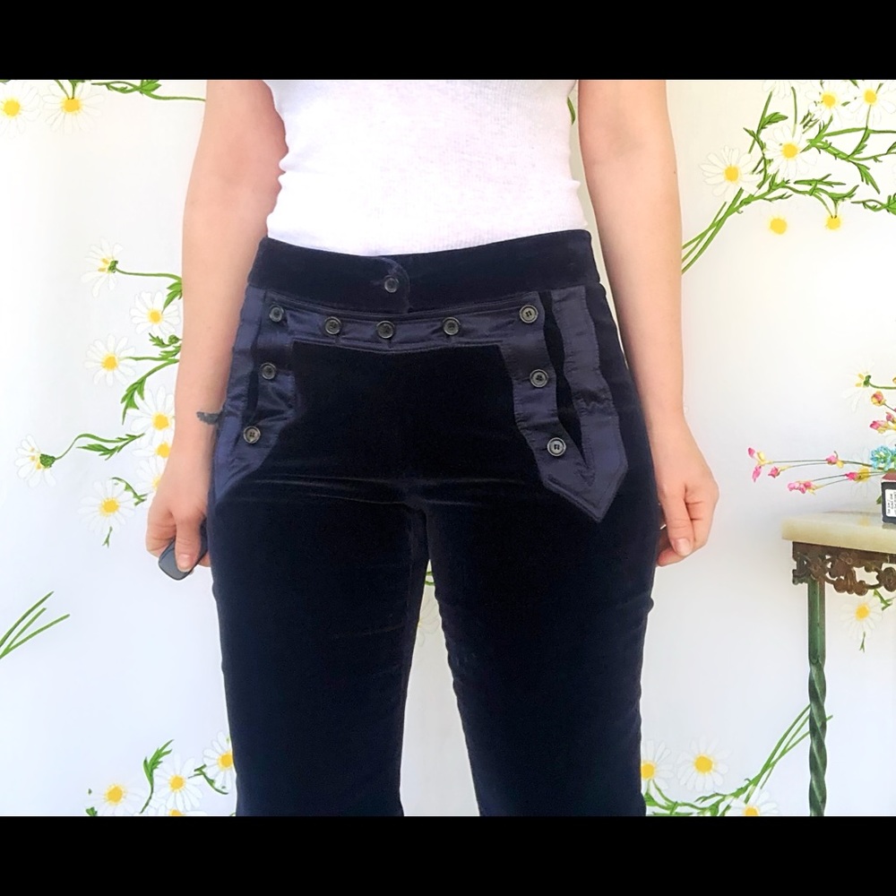 Cropped Navy Blue Velvet Sailor Pirate Pants